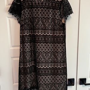 Black and tan lace dress